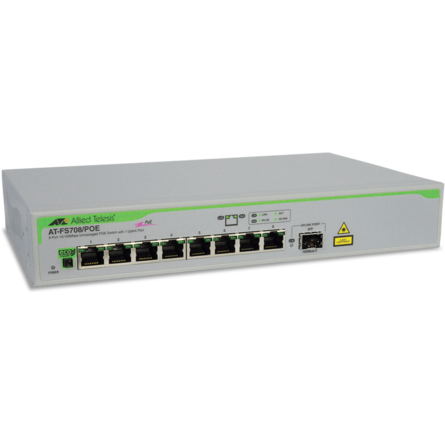 Allied Telesis 8-Port Unmanaged Fast Ethernet Switch (AT-FS708LE/POE)