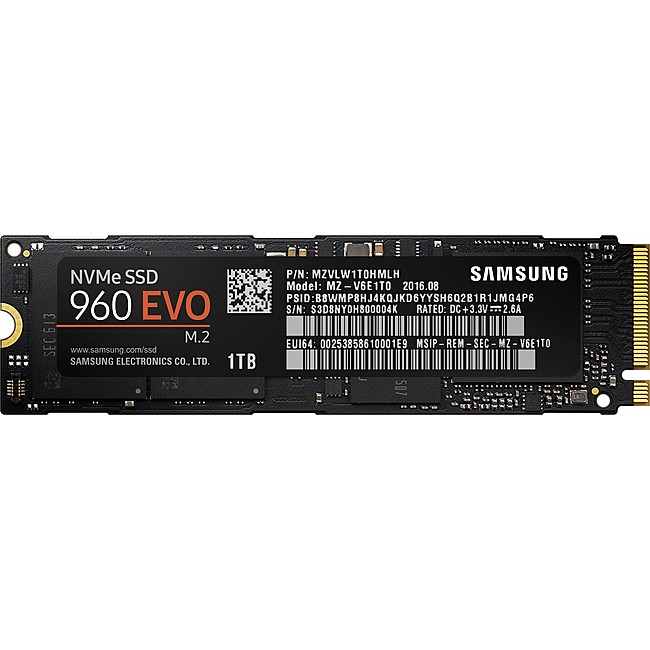 Ổ Cứng SSD SAMSUNG 960 EVO 1TB NVMe M.2 PCIe Gen 3 x4 1024MB Cache (MZ-V6E1T0BW)
