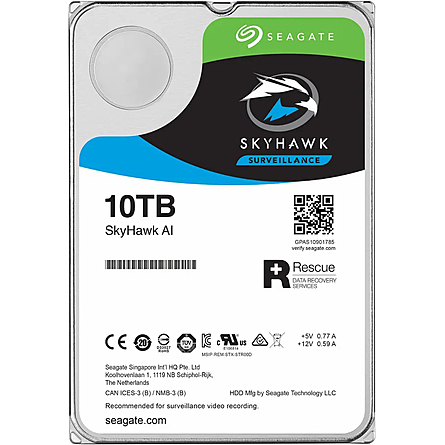 Ổ Cứng Camera Seagate SkyHawk AI 10TB SATA 7200RPM 256MB Cache 3.5" (ST10000VE0008)