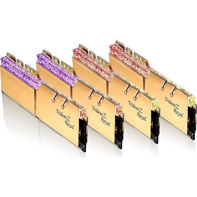 Ram Desktop G.Skill Trident Z Royal RGB Gold 32GB (4x8GB) DDR4 3200MHz (F4-3200C16Q-32GTRG)