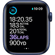 Đồng Hồ Thông Minh Apple Watch Series 6 GPS 44mm Blue Viền Nhôm Dây Cao Su (M00J3VN/A)
