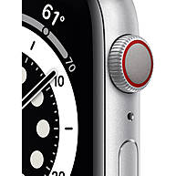 Đồng Hồ Thông Minh Apple Watch Series 6 GPS + Cellular 44mm Silver Viền Nhôm Dây Cao Su (MG2C3VN/A)