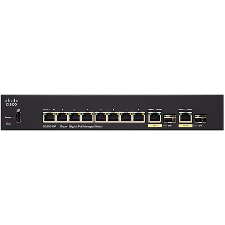Thiết Bị Chuyển Mạch Cisco SG350-10P-K9-EU (10-Port Gigabit PoE Managed Switch)