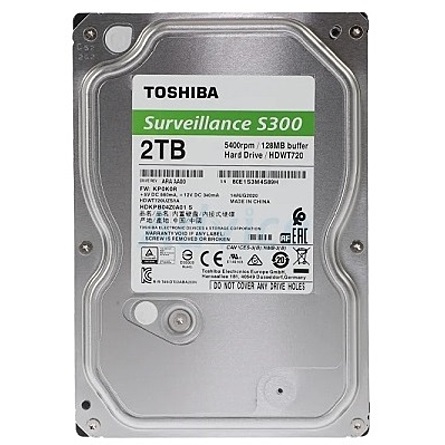 Ổ Cứng HDD 3.5" Toshiba S300 SURVEILLANCE 2TB SATA 5400RPM 128MB Cache (HDWT720UZSVA)