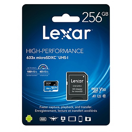 Thẻ Nhớ Lexar 256GB MicroSDXC UHS-I Class 10 (LSDMI256BB633A)