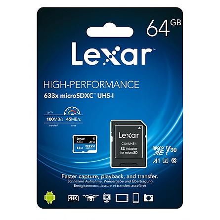Thẻ Nhớ Lexar 64GB MicroSDXC UHS-I Class 10 (LSDMI64BB633A)