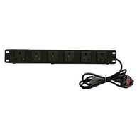 Thanh Nguồn PDU EKORACK 6 ổ cắm đa năng, tổng 16A, phích cắm C14, MCB (ERPW6UNV16C14M)
