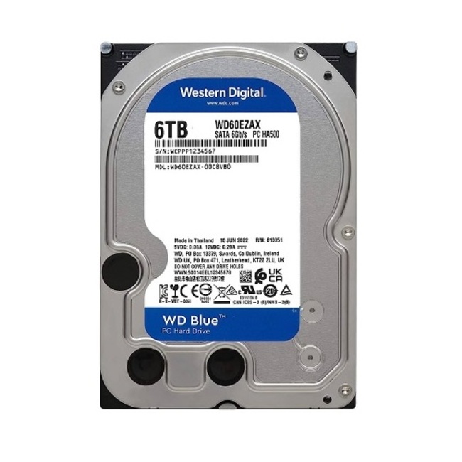 Ổ Cứng HDD 3.5" WD Blue 6TB SATA 5400RPM 64MB Cache (WD60EZAX) Ổ Cứng HDD 3.5" WD Blue 6TB SATA 5400RPM 64MB Cache (WD60EZAX)