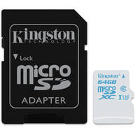 Thẻ Nhớ Kingston 64GB microSDXC UHS-I U3 Class 10 + SD Adapter (SDCAC/64GB)