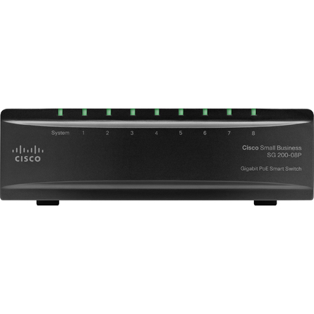 Cisco SG200-08P 8-Port Gigabit POE Smart Switch (SLM2008PT-EU)