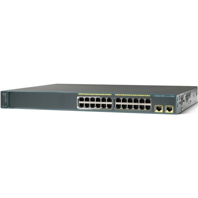 Cisco Catalyst 2960 Plus 24 10/100Mbps (8 PoE) + 2 T/SFP LAN Base (WS-C2960+24LC-L)