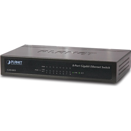 Planet 8-Port 10/100/1000Mbps Gigabit Ethernet Switch (GSD-803)