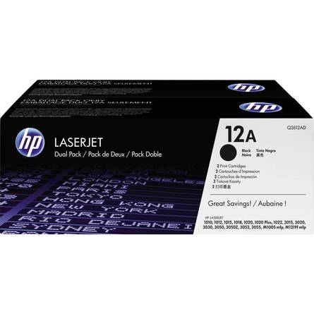 HP 12AD Black Dual Pack LaserJet Toner Cartridges (Q2612AD)